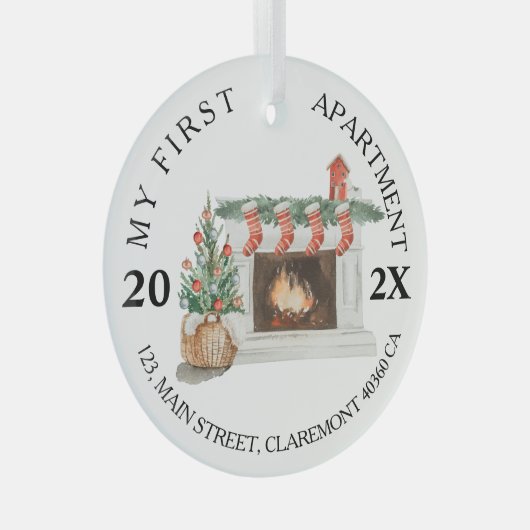 My First apartment keepsake fireplace Ornament Aus Glas (Vorderseite Rechts)