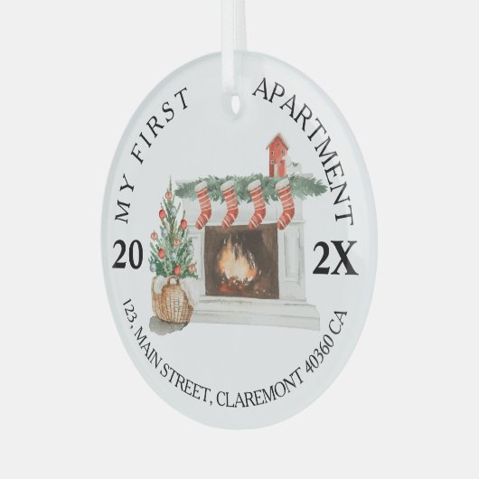 My First apartment keepsake fireplace Ornament Aus Glas (Vorderseite links)
