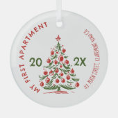 My First apartment keepsake fireplace Whimsical Ornament Aus Glas (Vorderseite)