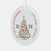 My First apartment keepsake fireplace Whimsical Ornament Aus Glas (Vorderseite links)