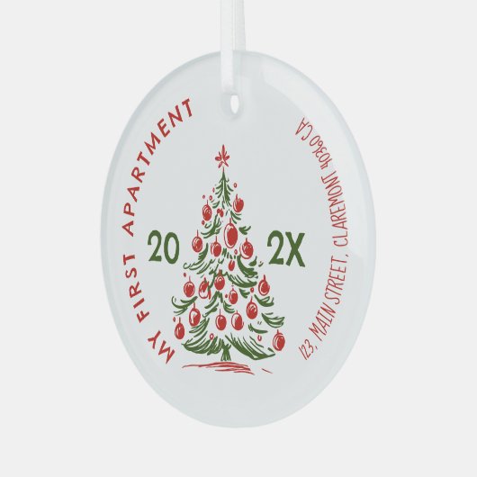 My First apartment keepsake fireplace Whimsical Ornament Aus Glas (Vorderseite links)