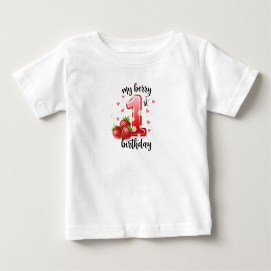 My First Berry Birthday Fine Jersey Baby T-Shirt (Vorderseite)