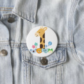 My First Birthday. Giraffe and Happy Animals Desig Button (Beispiel)
