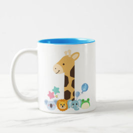 My First Birthday. Giraffe and Happy Animals Desig Zweifarbige Tasse