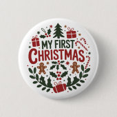My First Christmas 1st Xmas Family Matching Baby Button (Vorderseite)