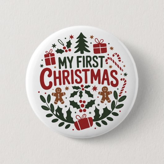My First Christmas 1st Xmas Family Matching Baby  Button (Vorderseite)
