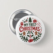 My First Christmas 1st Xmas Family Matching Baby  Button (Vorne & Hinten)
