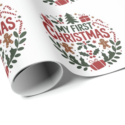 My First Christmas 1st Xmas Family Matching Baby Geschenkpapier (Rolleneckpunkt)