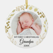 My First Christmas As Grandpa Photo Gold Foliage Keramik Ornament (Vorne)