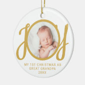 My First Christmas As Great Grandpa Photo Gold Keramik Ornament (Links)