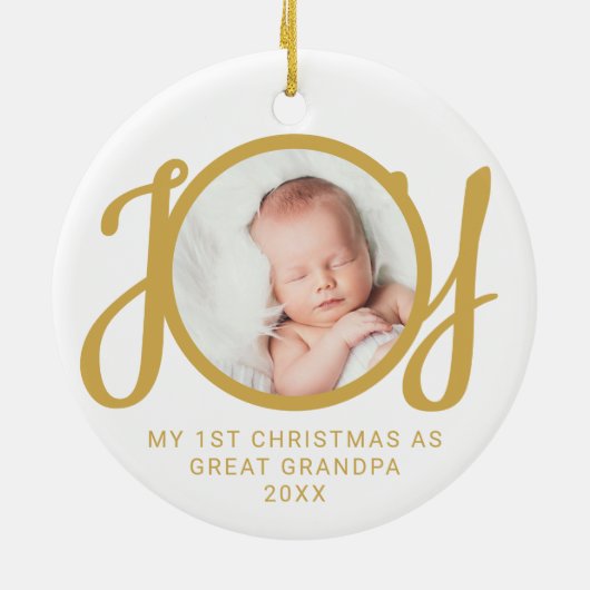 My First Christmas As Great Grandpa Photo Gold Keramik Ornament (Hinten)