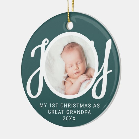 My First Christmas As Great Grandpa Photo Green Keramik Ornament (Links)