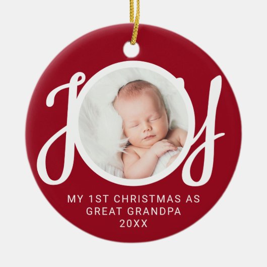 My First Christmas As Great Grandpa Photo Red Keramik Ornament (Vorne)