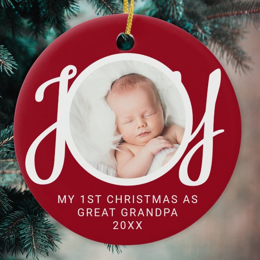 My First Christmas As Great Grandpa Photo Red Keramik Ornament