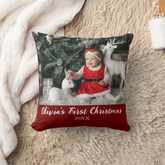 My First Christmas Baby Custom Foto Script Einfach Kissen (Decke)
