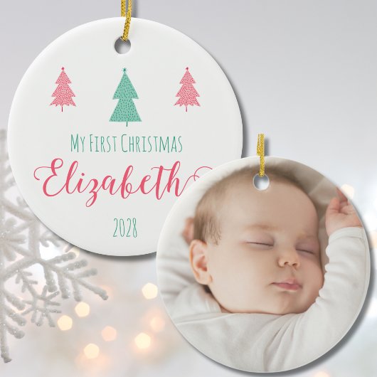 My First Christmas-Baby Photo & Name Keramik Ornament