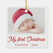 My first Christmas baby photo name year Keramikornament (Rückseite)