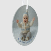 My First Christmas Blue Personalized Photo Ornament (Vorderseite)