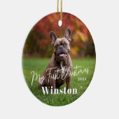 My First Christmas Custom Pet Name Photo Keramik Ornament (Rechts)