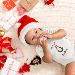 My First Christmas Cute Penguin Baby Strampler