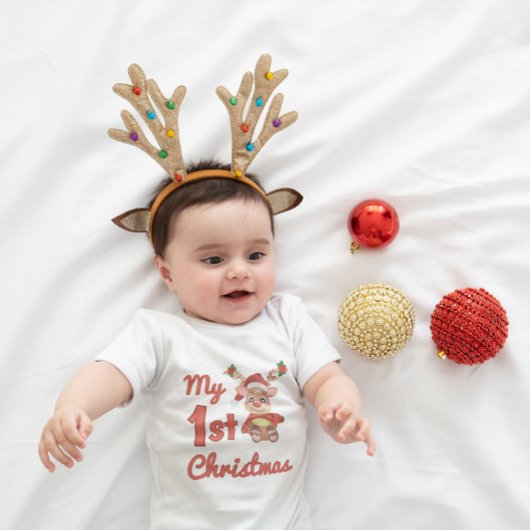 My First Christmas - Cute Reindeer Baby Strampler