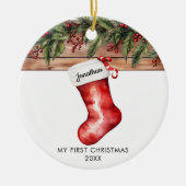 My first Christmas cute stocking baby boy girl Keramik Ornament (Vorne)