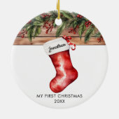 My first Christmas cute stocking baby boy girl Keramik Ornament (Hinten)