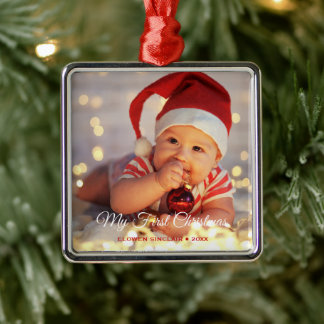 My First Christmas Elegant Personalized Baby Photo Ornament Aus Metall