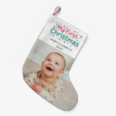 My First Christmas Festive Cute Newborn Baby Photo Kleiner Weihnachtsstrumpf (Vorderansicht (hängend))