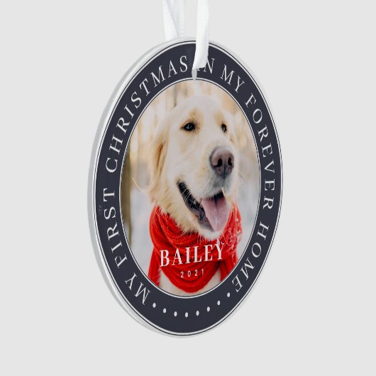 My First Christmas Forever Home Modern Pet Photo Ornament (Vorderseite)