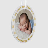 My First Christmas Gold Personalized Baby Photo Ornament (Vorderseite)
