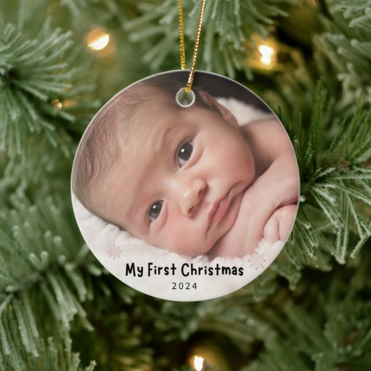 My First Christmas – Personalized Baby Photo Keramik Ornament (Baum)