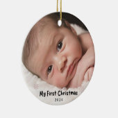 My First Christmas – Personalized Baby Photo Keramik Ornament (Rechts)