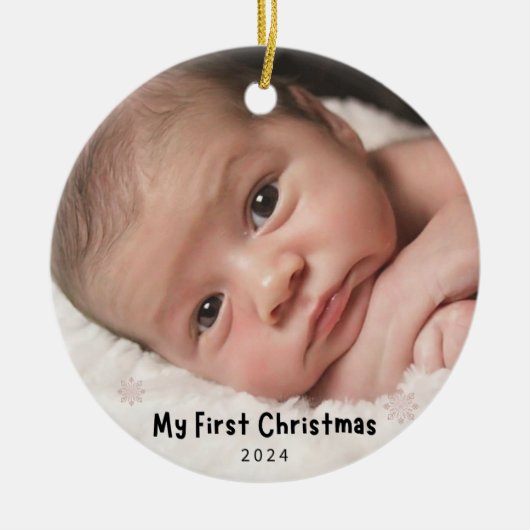 My First Christmas – Personalized Baby Photo Keramik Ornament (Vorne)