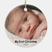 My First Christmas – Personalized Baby Photo Keramik Ornament (Hinten)
