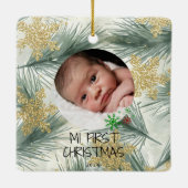 My First Christmas – Personalized Baby Photo Keramikornament (Rückseite)