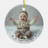 My First Christmas Personalized Photo Keramik Ornament (Vorne)