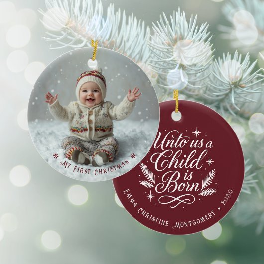 My First Christmas Personalized Photo Keramik Ornament