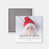 My First Christmas Photo Script Baby Name Year Magnet (Vorderseite/Rückseite)