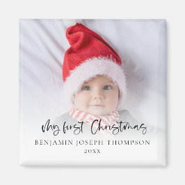 My First Christmas Photo Script Baby Name Year Magnet