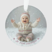 My First Christmas Pink Personalized Photo Ornament (Vorderseite)