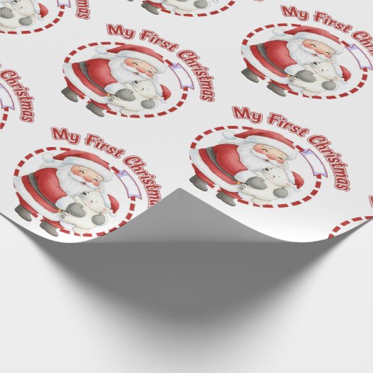 My First Christmas Santa Claus Gift Wrapping Paper Geschenkpapier (Ecke)