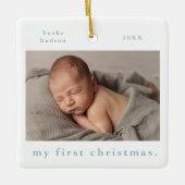 My First Christmas Simple Baby Photo Keramikornament (Vorderseite)
