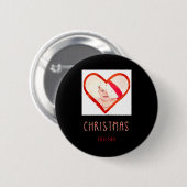 My First Christmas Sister Love Heart Baby Photo Button (Vorne & Hinten)