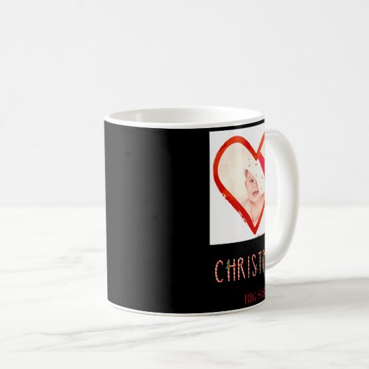 My First Christmas Sister Love Heart Baby Photo Kaffeetasse (VorderseiteRechts)