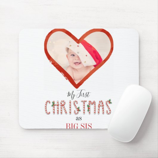 My First Christmas Sister Love Heart Baby Photo Mousepad (Mit Mouse)