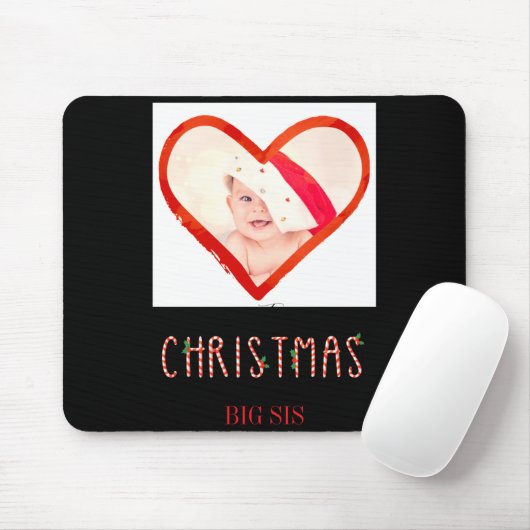My First Christmas Sister Love Heart Baby Photo Mousepad (Mit Mouse)
