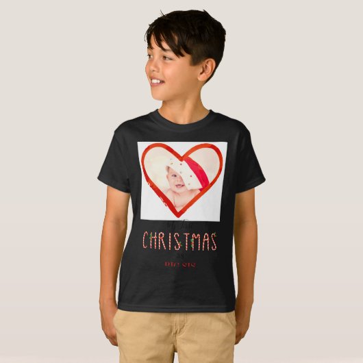 My First Christmas Sister Love Heart Baby Photo T-Shirt (Vorne ganz)