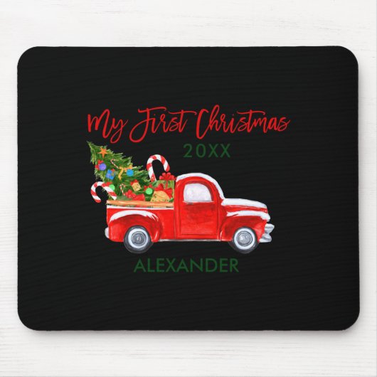 My First Christmas Truck Candy Canes Green Red Bab Mousepad (Vorne)