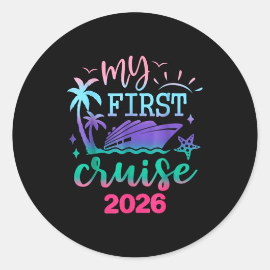 My First Cruise 2026 Family Vacation Trip Ship Mat Runder Aufkleber (Vorderseite)
